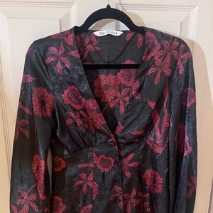 Zara Black and Red Floral Dress